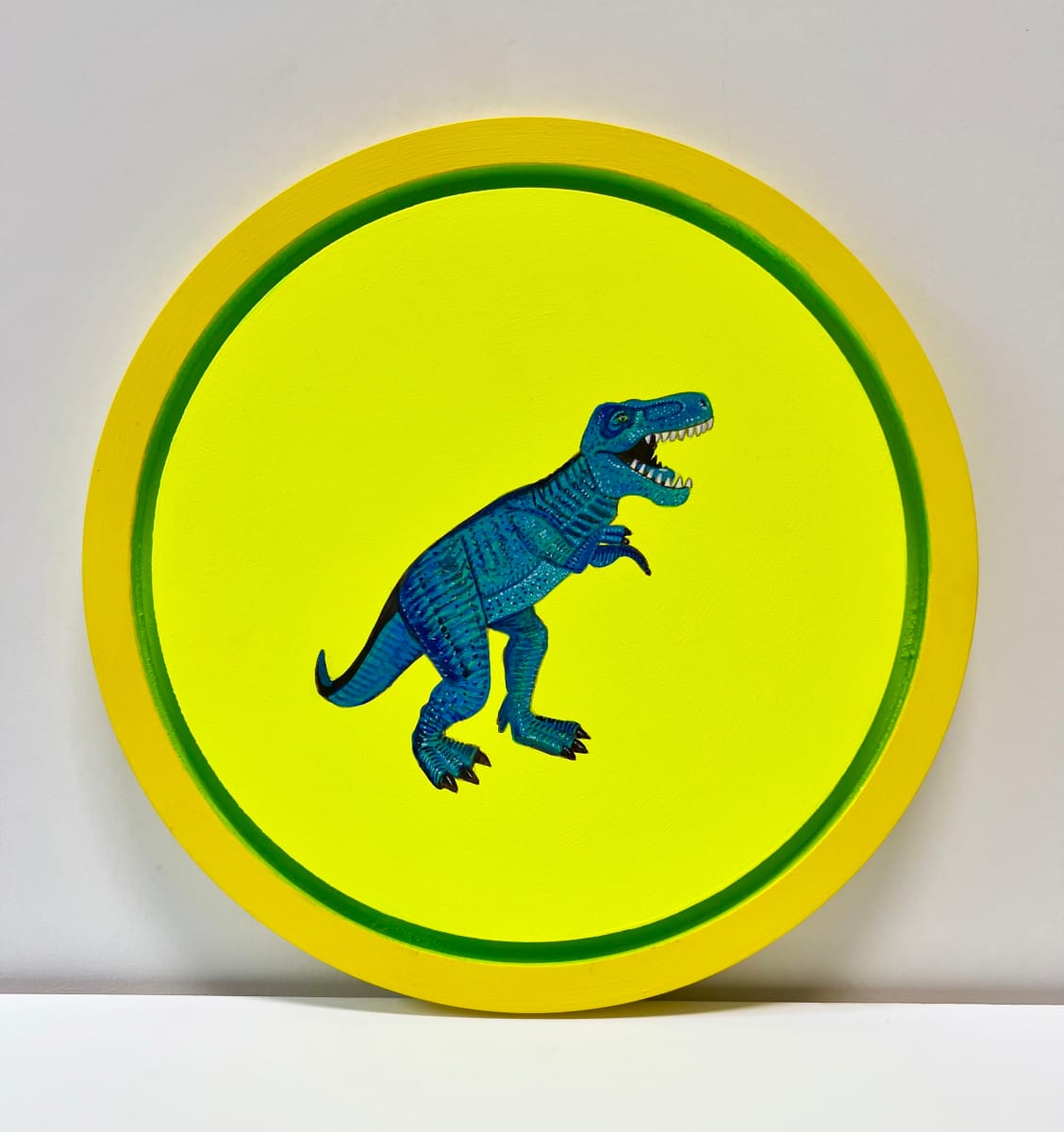 Tondo Rex - Blue on Yellow by Colleen Critcher 