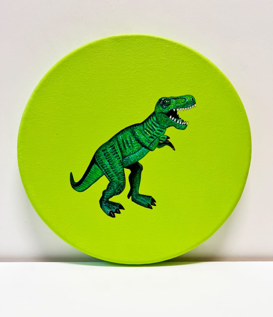 Tondo Rex - Green on Yellow Green by Colleen Critcher 
