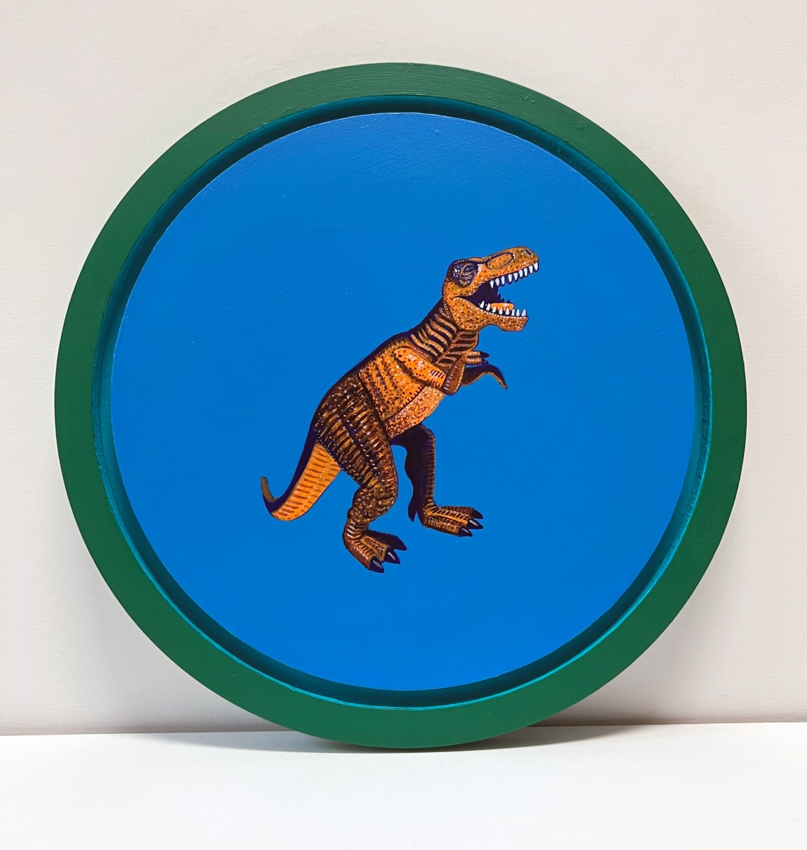 Tondo Rex - Orange on Blue by Colleen Critcher 