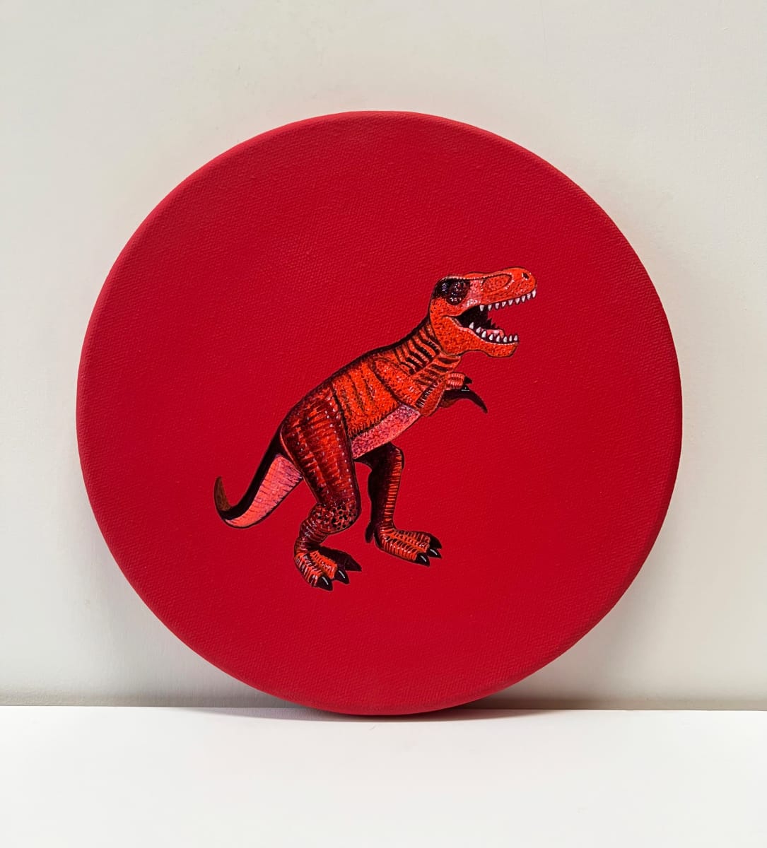 Tondo Rex - Red Orange on Red by Colleen Critcher 