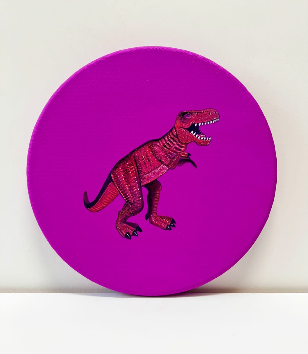 Tondo Rex - Red on Pink Violet by Colleen Critcher 