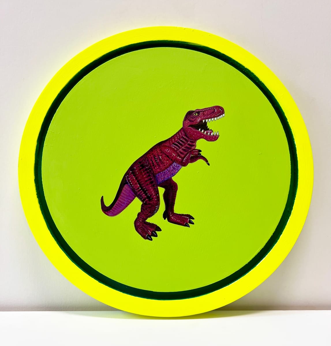 Tondo Rex - Red on Yellow Green by Colleen Critcher 