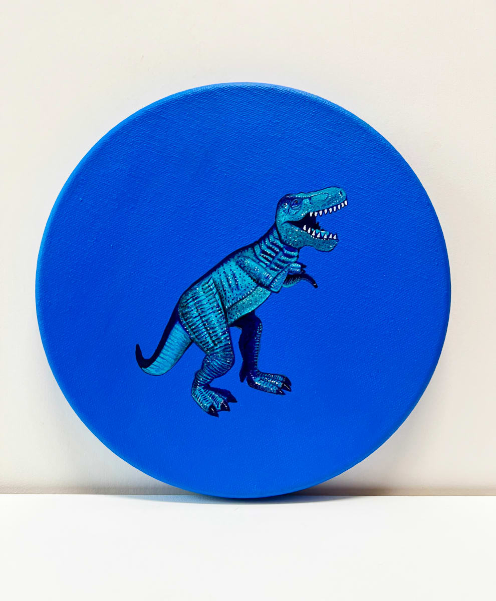 Tondo Rex - Teal on Blue by Colleen Critcher 