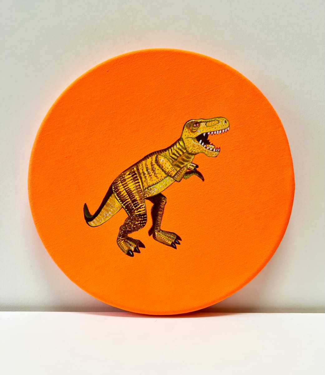 Tondo Rex - Yellow on Orange by Colleen Critcher 