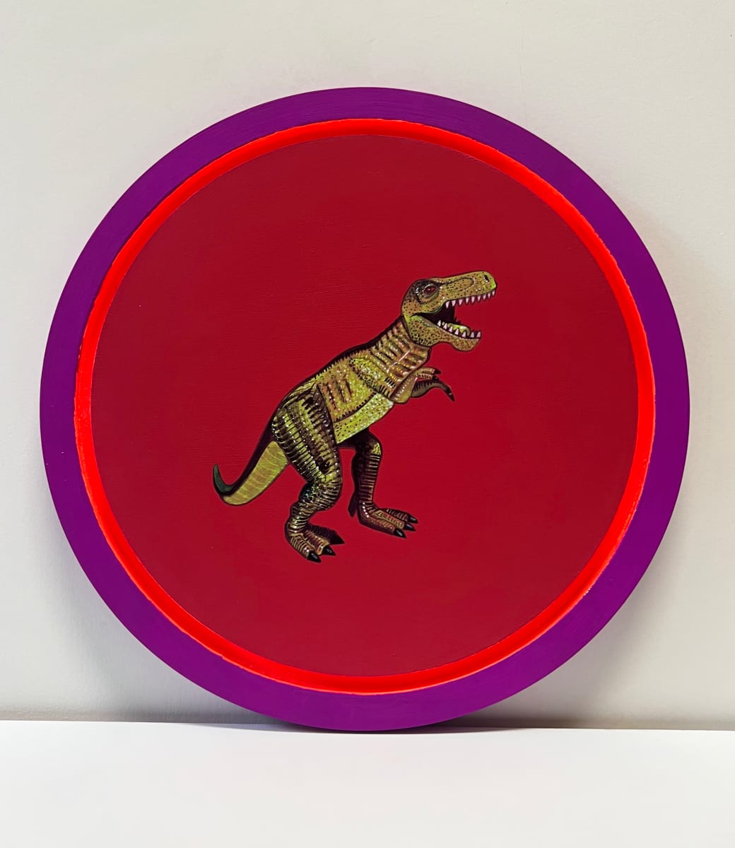 Tondo Rex - Yellow on Red by Colleen Critcher 