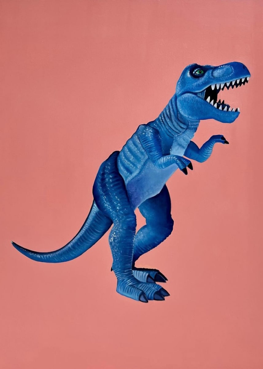 Blue T.Rex on Pink by Colleen Critcher 
