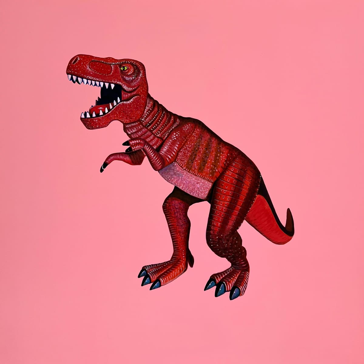 Big Rex - Red on Pink by Colleen Critcher 
