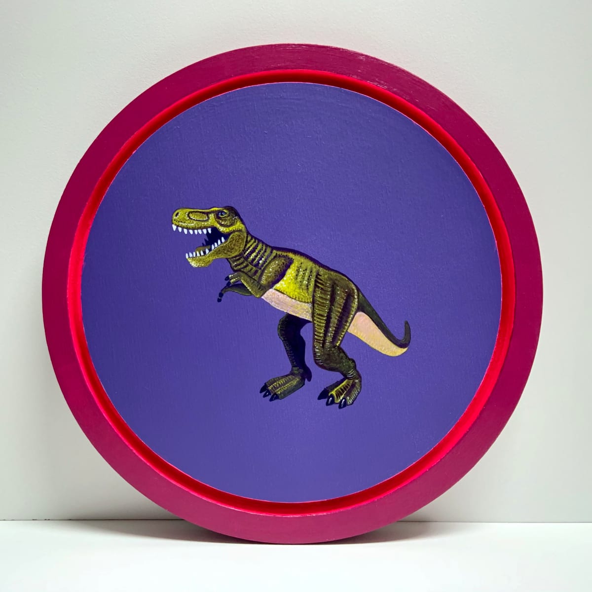 Yellow Rex on Violet - Tondo by Colleen Critcher 