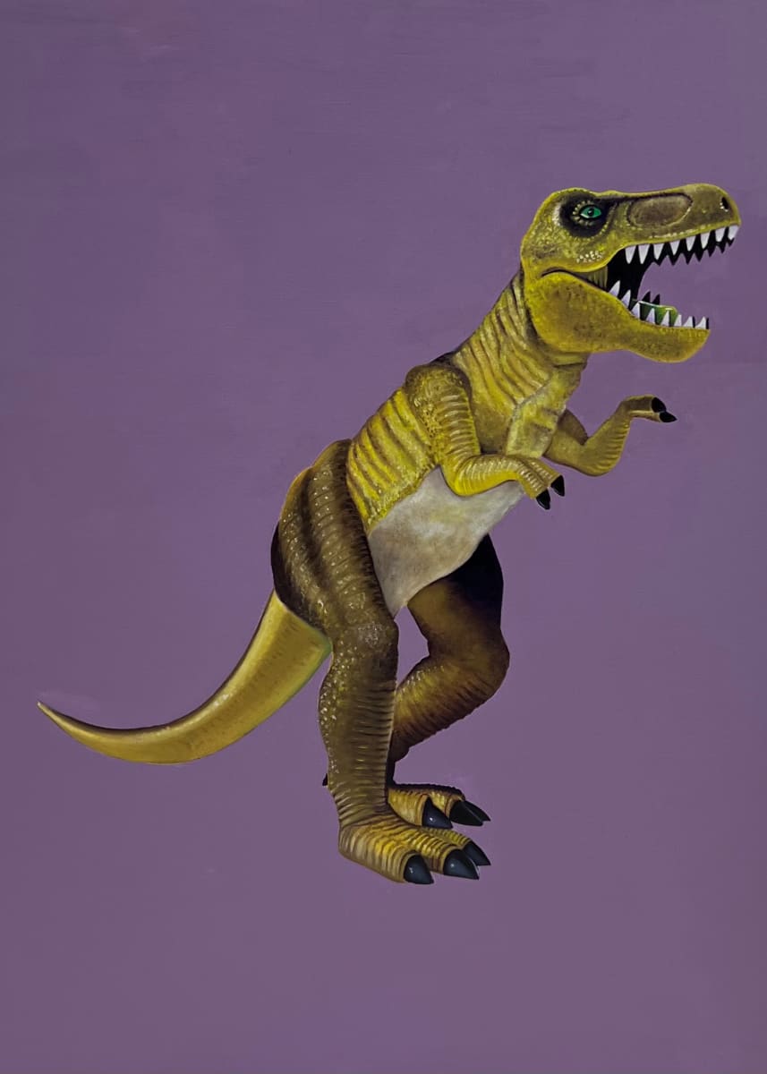 Yellow T.Rex on Violet by Colleen Critcher 