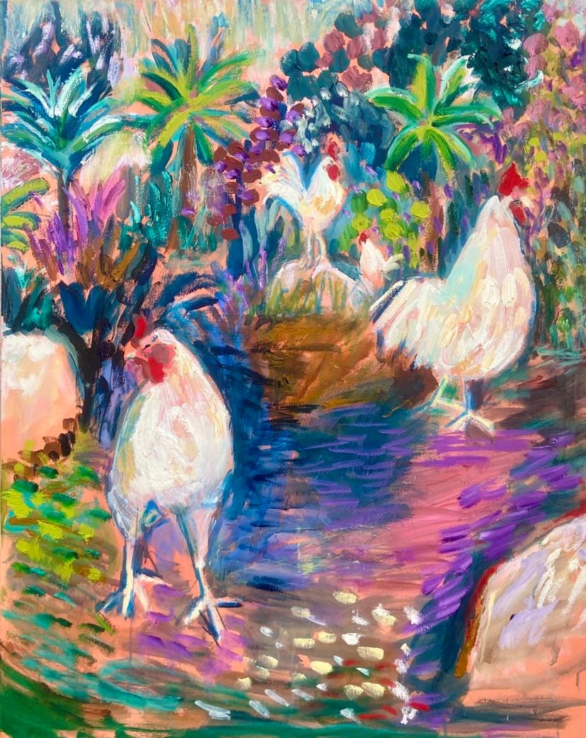 Chickens and Cactus by Angie Porter 