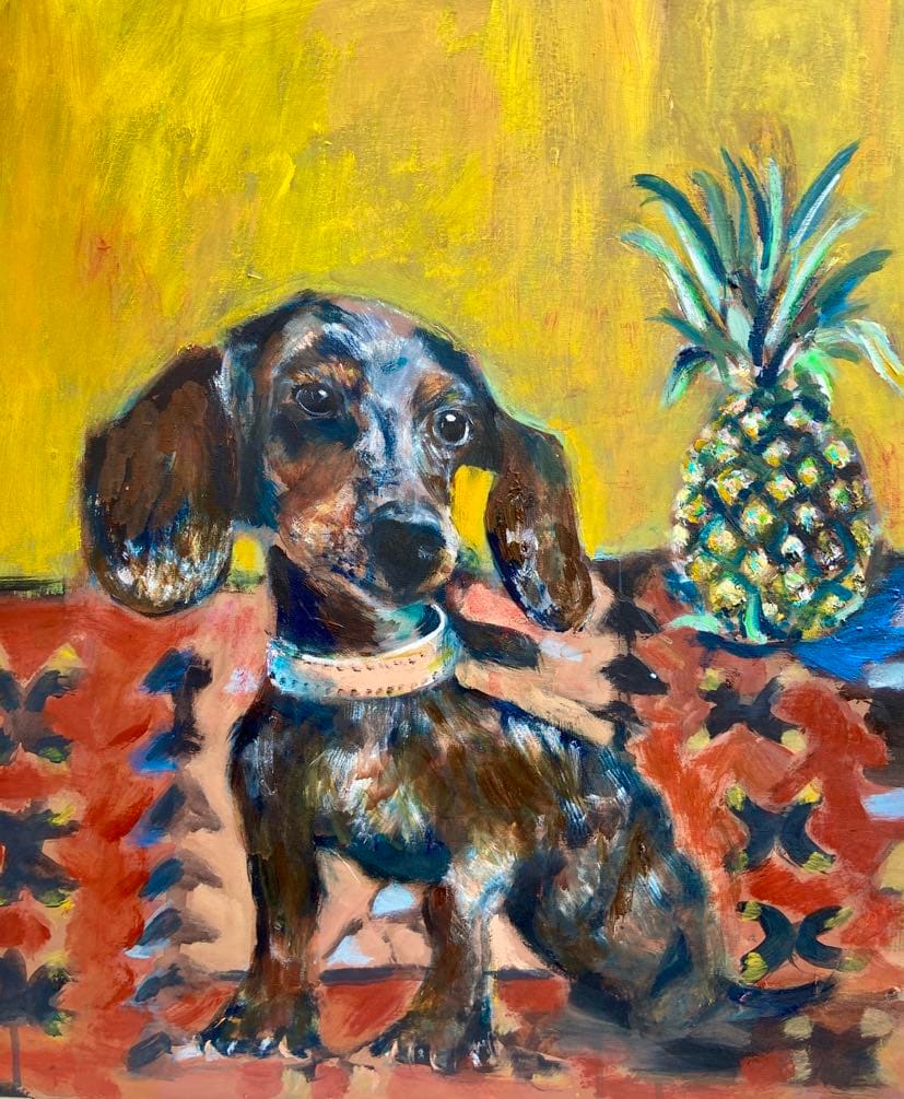 Pineapple and Puppy daydreaming of Morocco by Angie Porter 