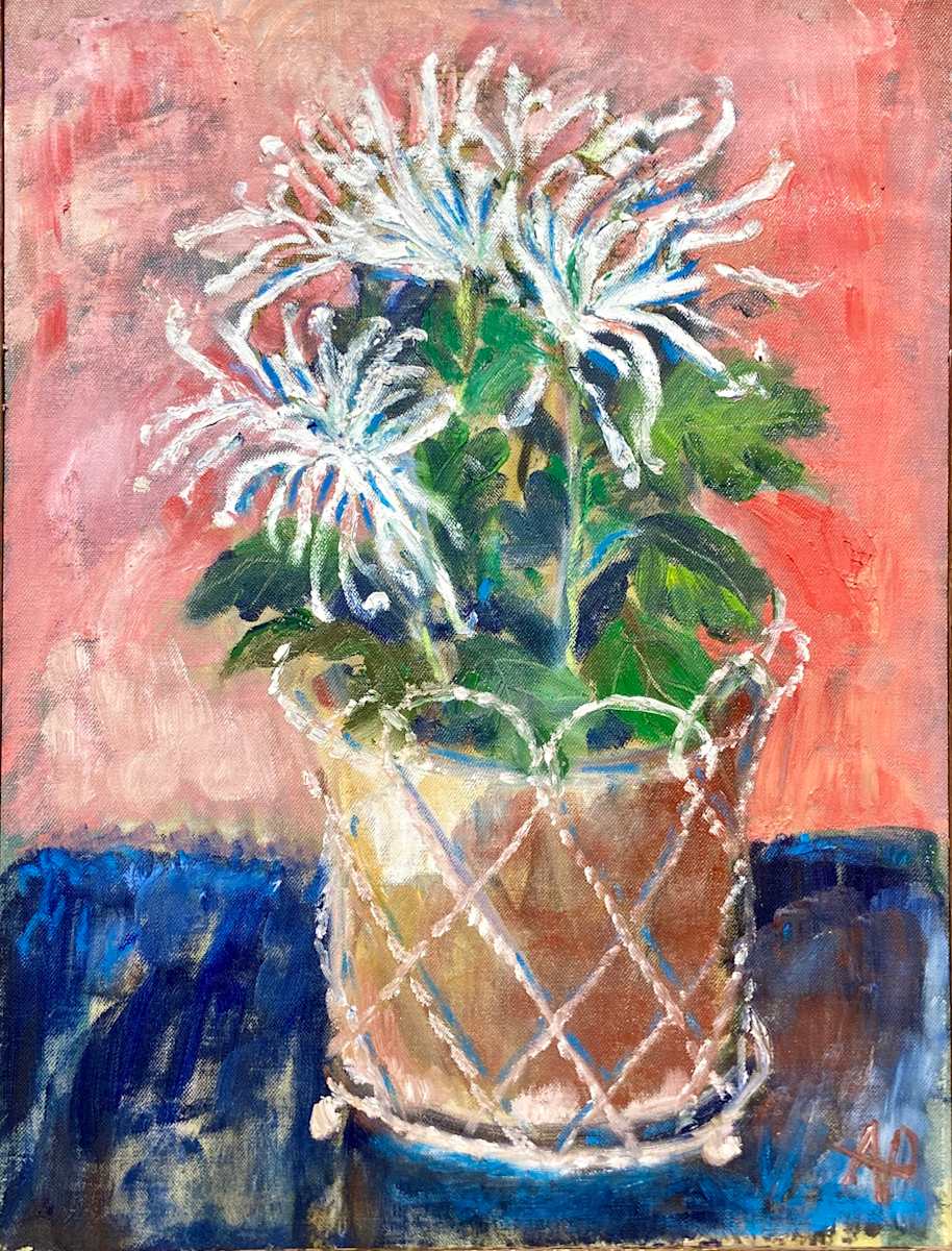 Mary was a Buddhist and loved Japanese Chrysanthemums by Angie Porter 