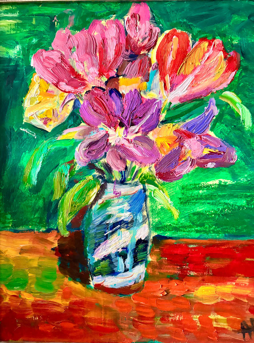 Tulips On a Green Background by Angie Porter, Image 1.