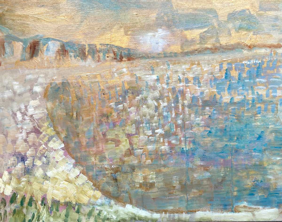 Full Moon Rising over Eype by Angie Porter 