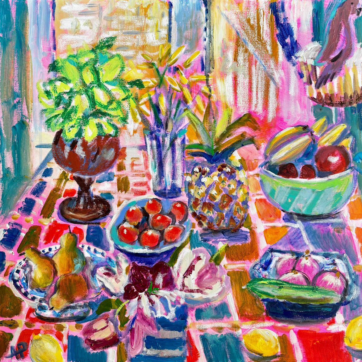 Summer Table with Garden Tomatoes by Angie Porter, Image 1.