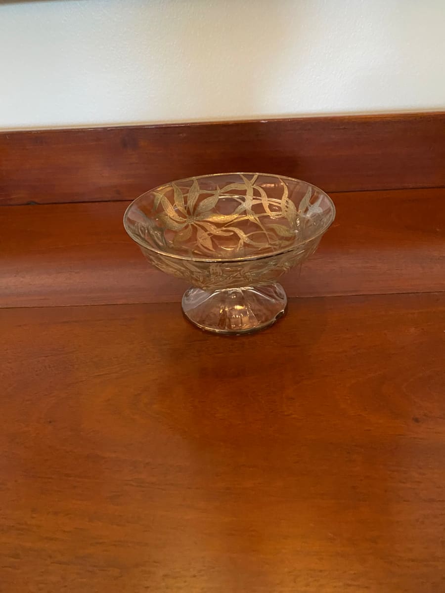 Crystal Compote with Silver Leaf 