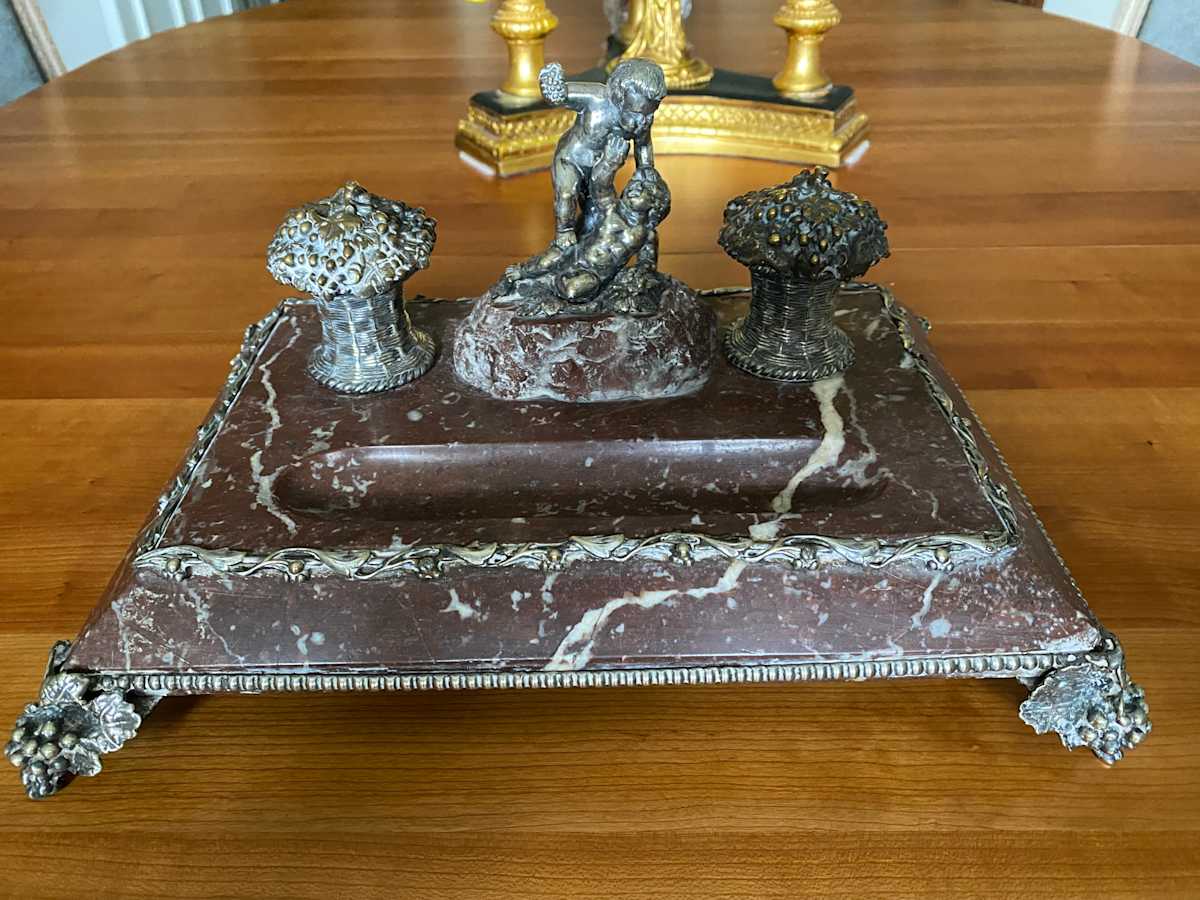 Marble and Silver Ink Well, Image 1.
