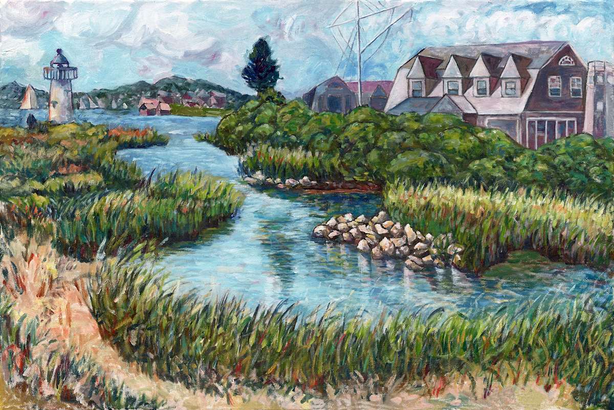 Fuller Beach by Michelle Cobb  Image: Fuller beach painting in Martha's Vineyard
