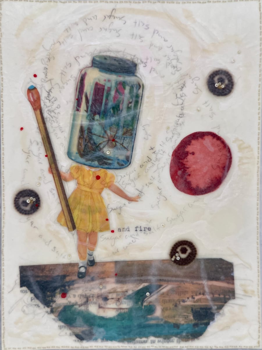 Story Series #66 by Nina Alderete  Image: Typed text ‘and fire’
Handwritten text ‘Sugar and salt’