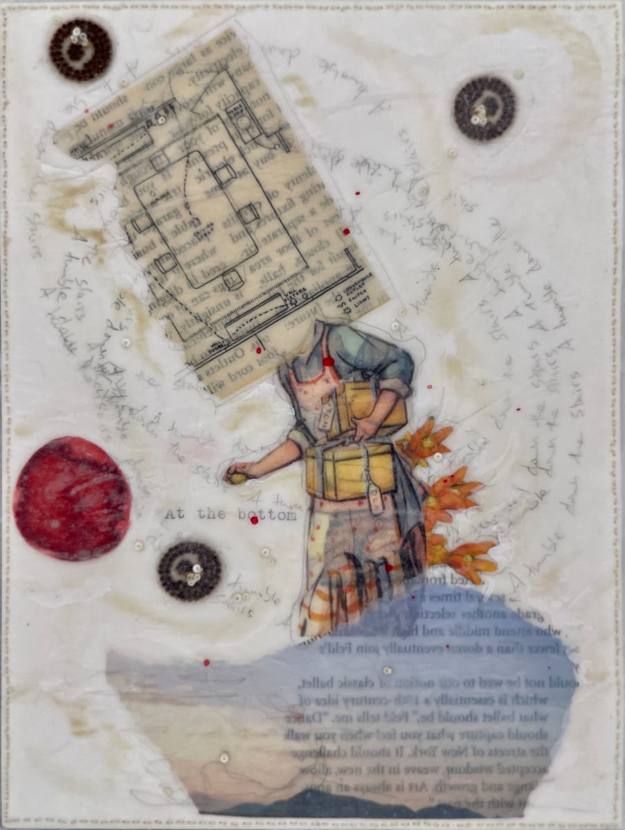 Story Series #74 by Nina Alderete  Image: The typed text reads ‘At the bottom’
The handwritten text reads ‘A tumble down the stairs’