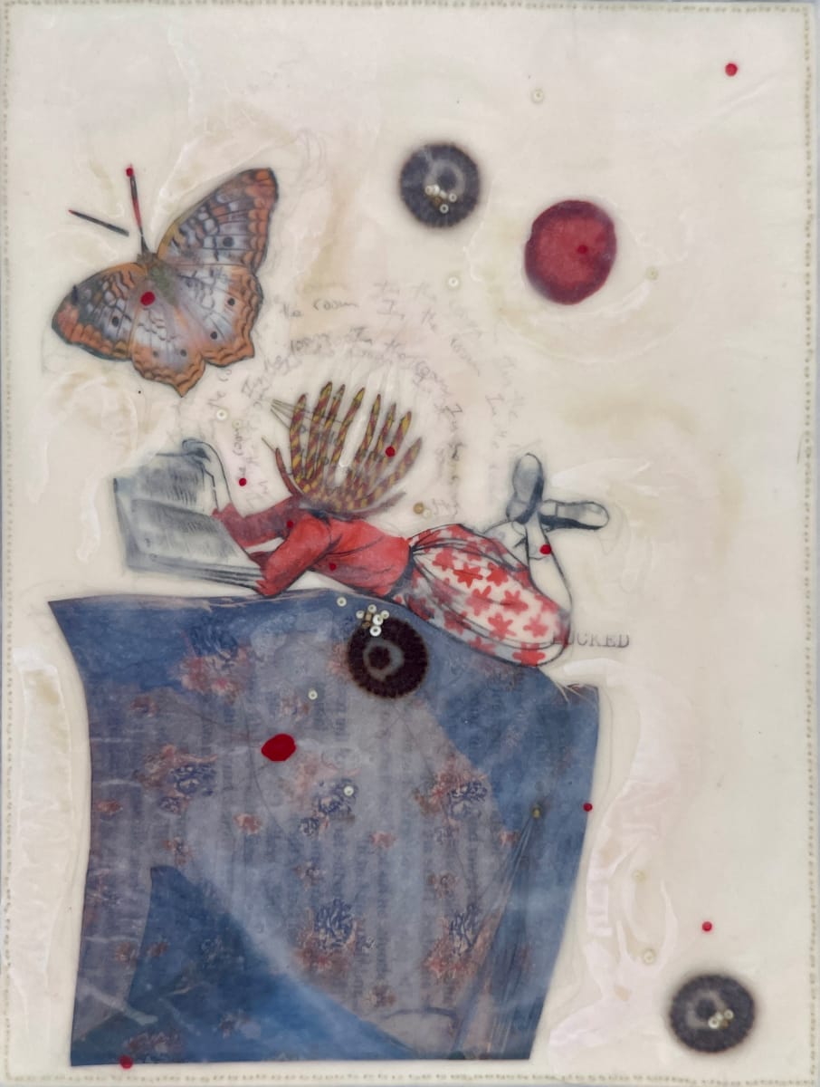 Story Series #39 by Nina Alderete  Image: Typed text ‘Locked’
Handwritten text ‘In the room’