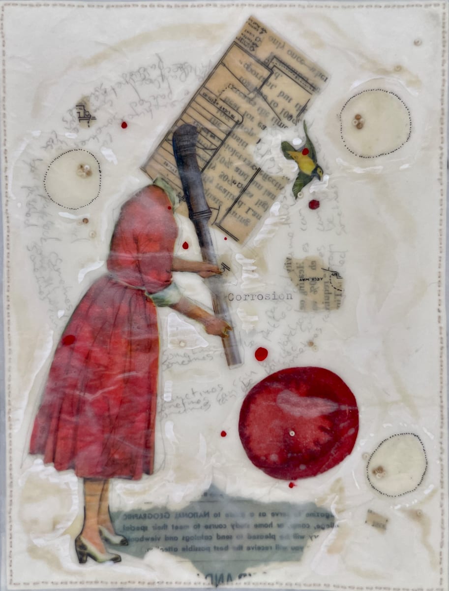 Story Series #76 by Nina Alderete  Image: Hand written text: Sometimes can be patched 
Typed text: Corrosion 