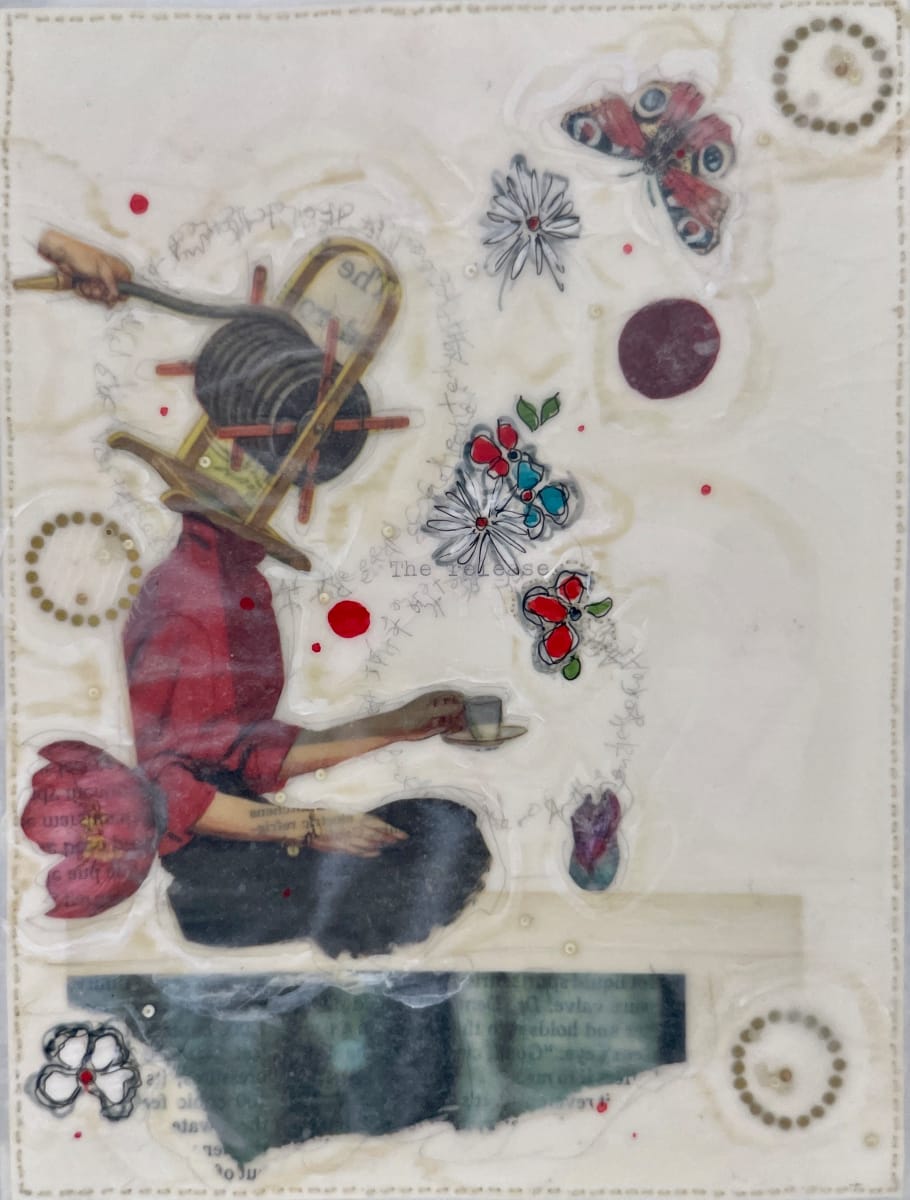 Story Series #82 by Nina Alderete  Image: Hand written text: At the end of the tether 
Typed text: The release 