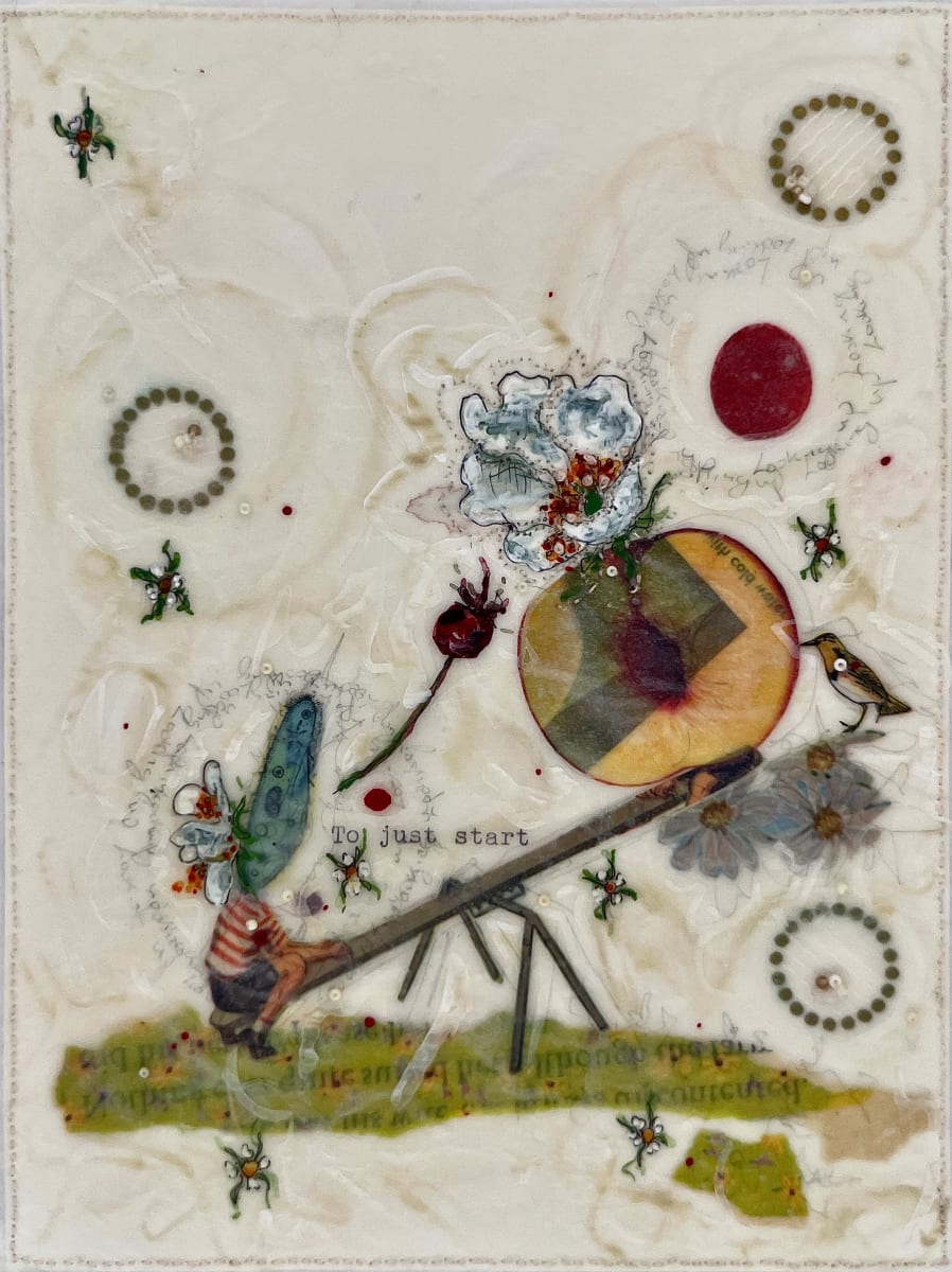 Story Series #109 by Nina Alderete  Image: Handwritten text: Looking up
Typed text: To just start 