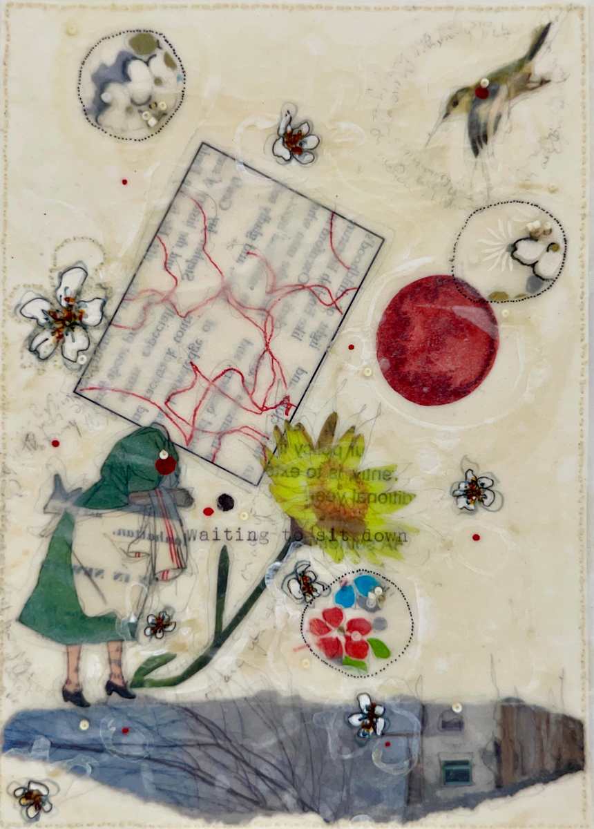 Tale Series #191 by Nina Alderete  Image: The handwritten text reads ‘Oh are you still hungry’ and the typed text reads ‘Waiting to sit down.’ 