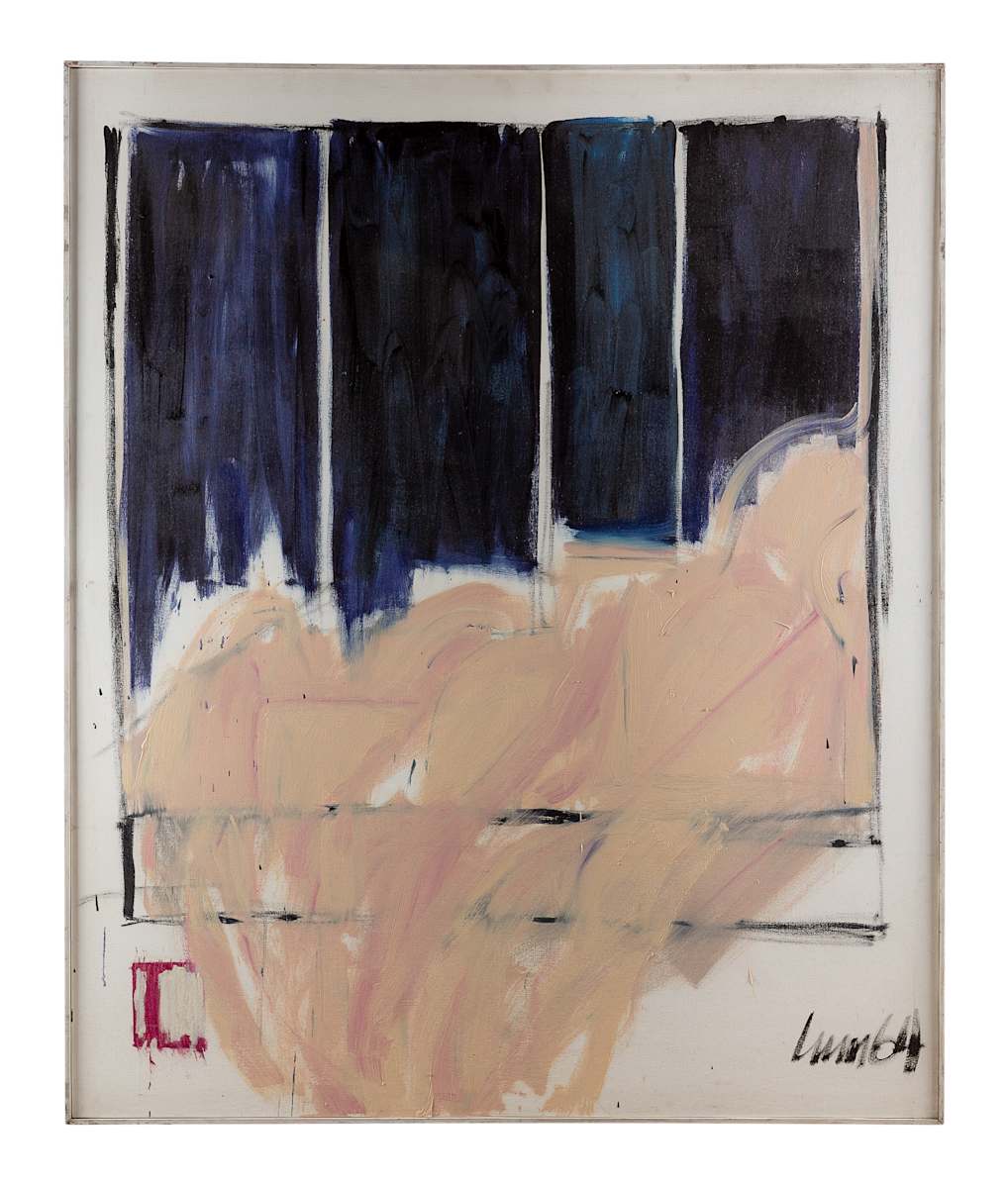 Untitled Reclining Figure with Indigo Rectangles* by Harry Lum 