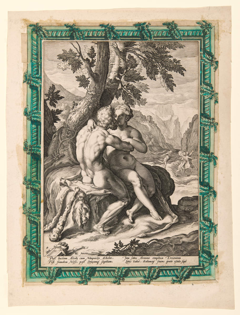 Hercules and Dejanira (2/2, from the 4 plate series Loves of the Gods) by Jacob Matham 