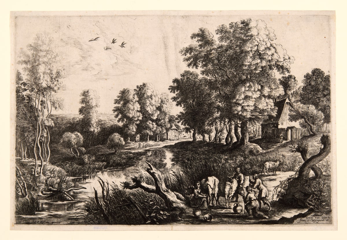 The Milkmaid Walking Beside the River by Lucas van Uden 