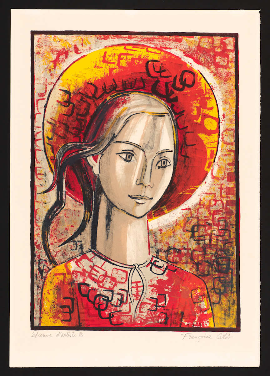 Aurélia with a Red Bonnet by Françoise Gilot, Image 1.
