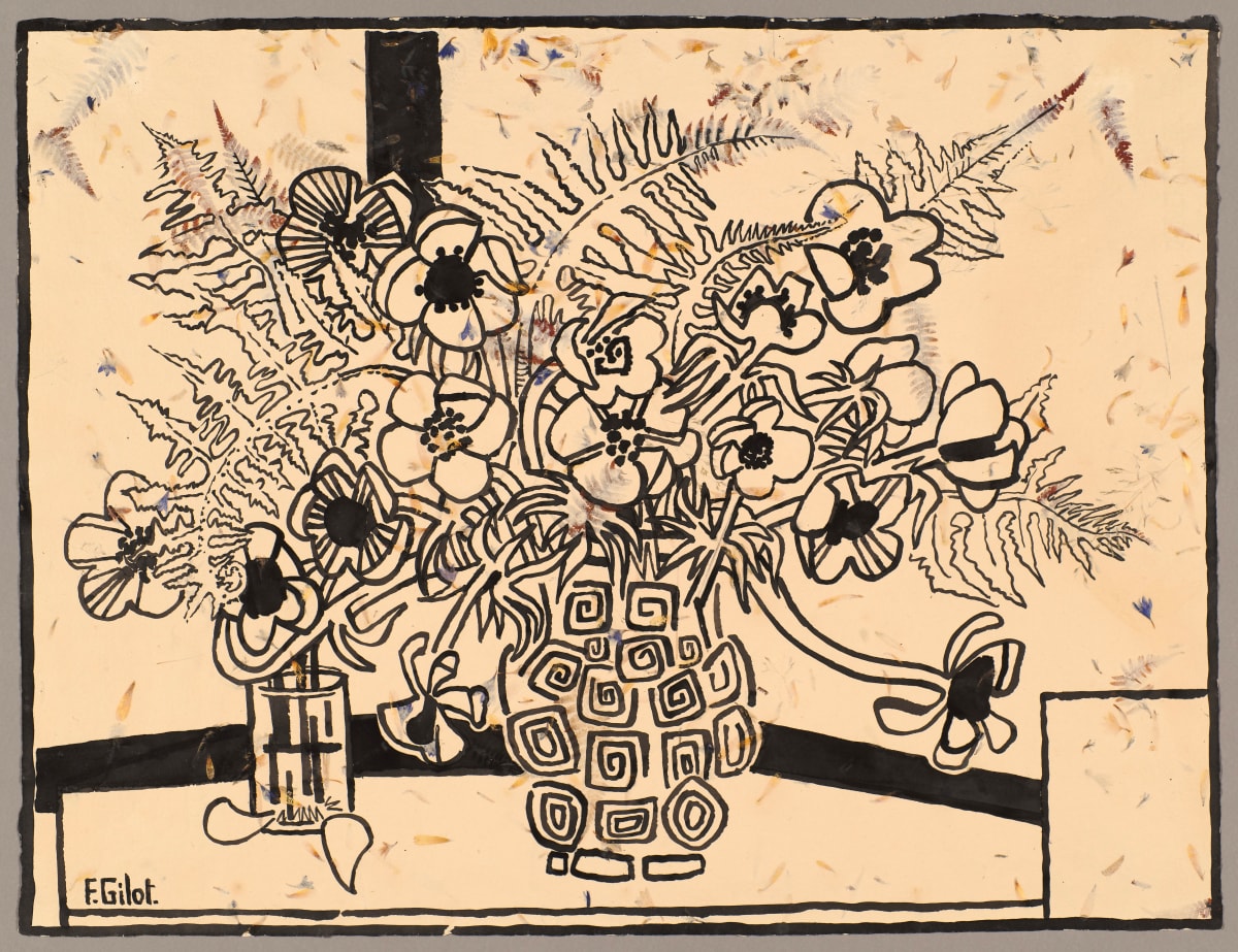 Flowers in a Square Vase by Françoise Gilot 