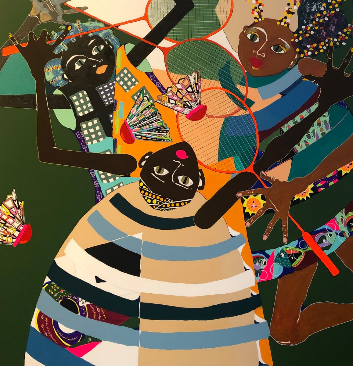 "Win! win, wiN, wIN, WIN!" (Jay Rock) by Susan Ragland  Image: Children feverishly combat to win the badminton battle in a display of unbridled freedom.