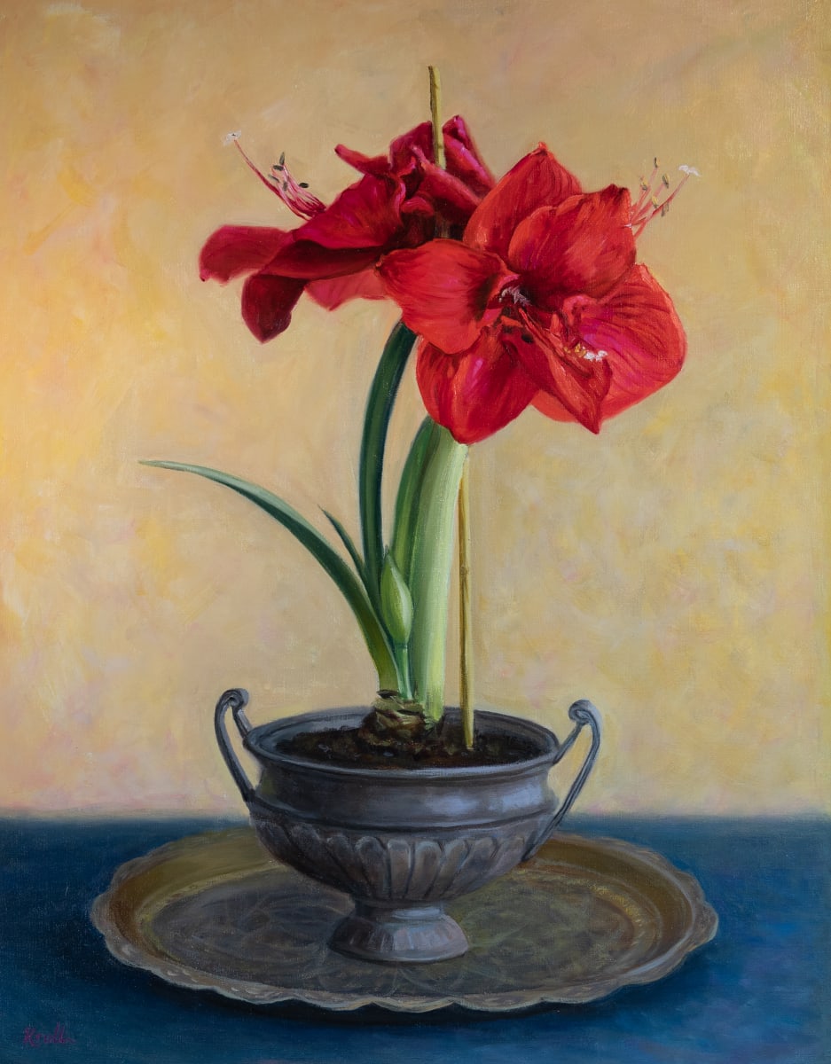 Amaryllis by Deanne Kroll  Image: This painting has kept me company for a few winters to lift my spirits with color.