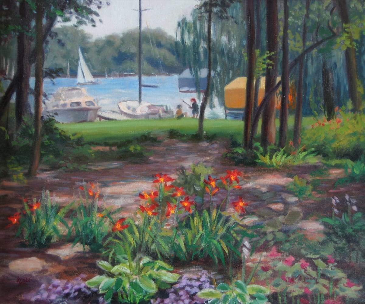 Saturday Afternoon by Deanne Kroll  Image: Imagine having a backyard like this! The original oil painting was painted right on-site at lake Minnetonka, MN. 