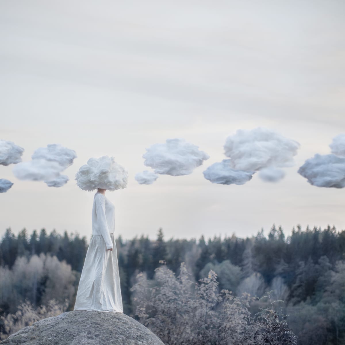 Head In The Clouds by Dasha Pears  Image: “The more clearly we can focus our attention on the wonders and realities of the universe about us, the less taste we shall have for destruction.”

― Rachel Carson