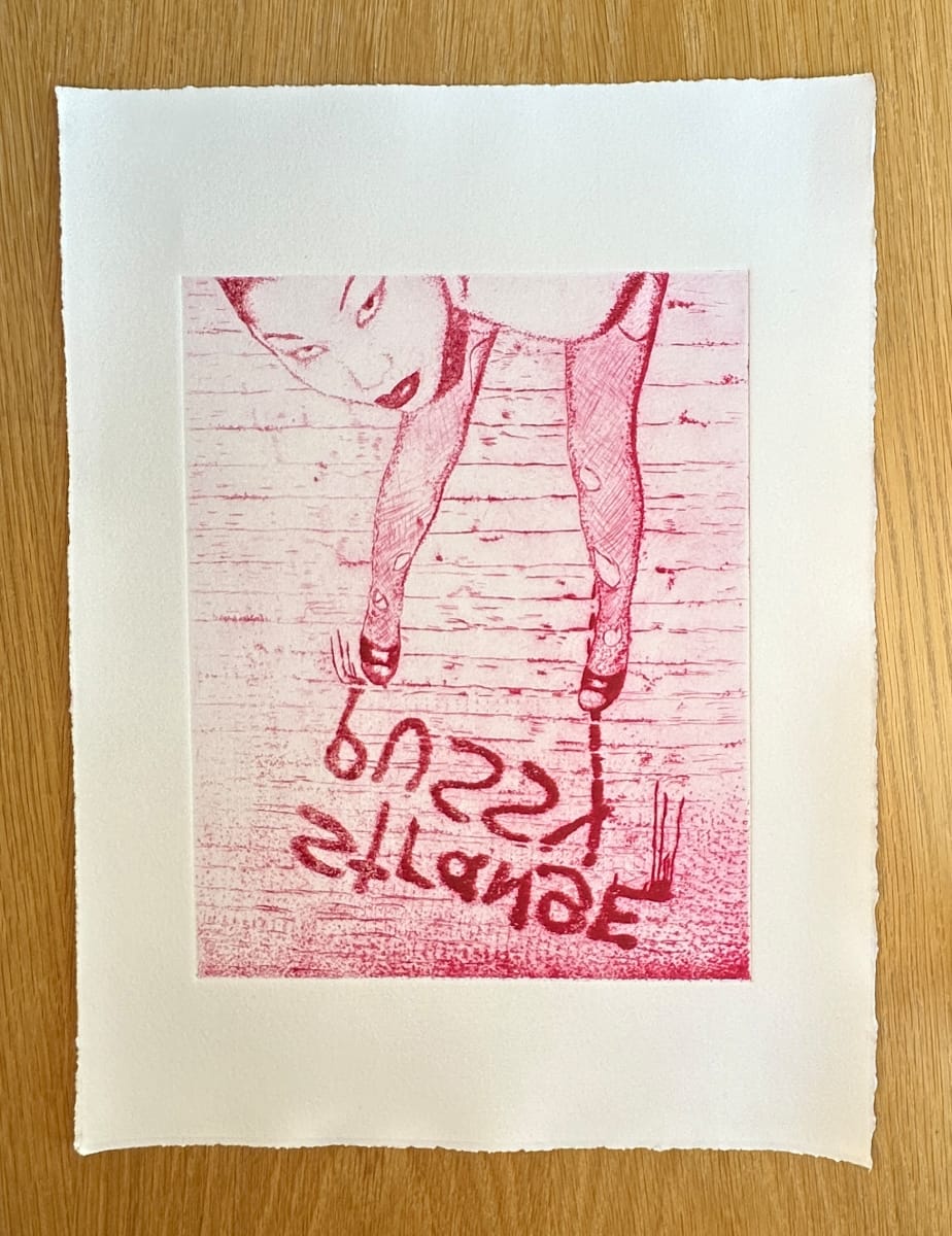 P.S. by kayla tange  Image: Etching based on a photo taken by Luka Fisher about bodily autonomy. Text by Tristine Roman