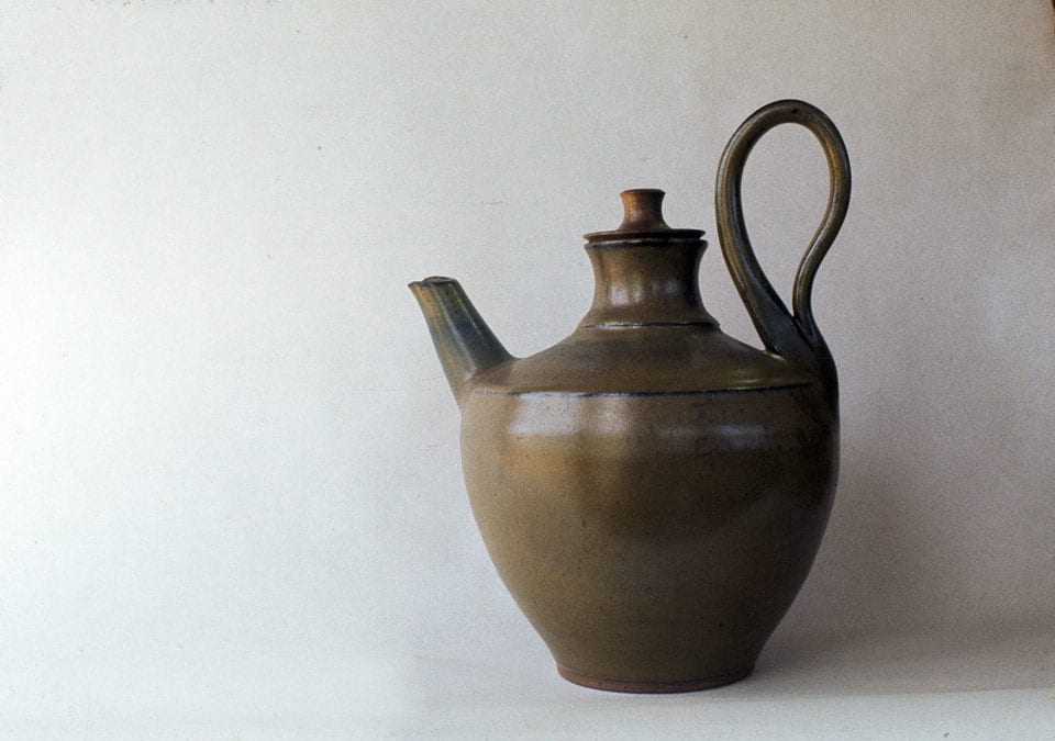 Green Teapot w/ Walnut Turned Lid by Irwin A. Whitaker 