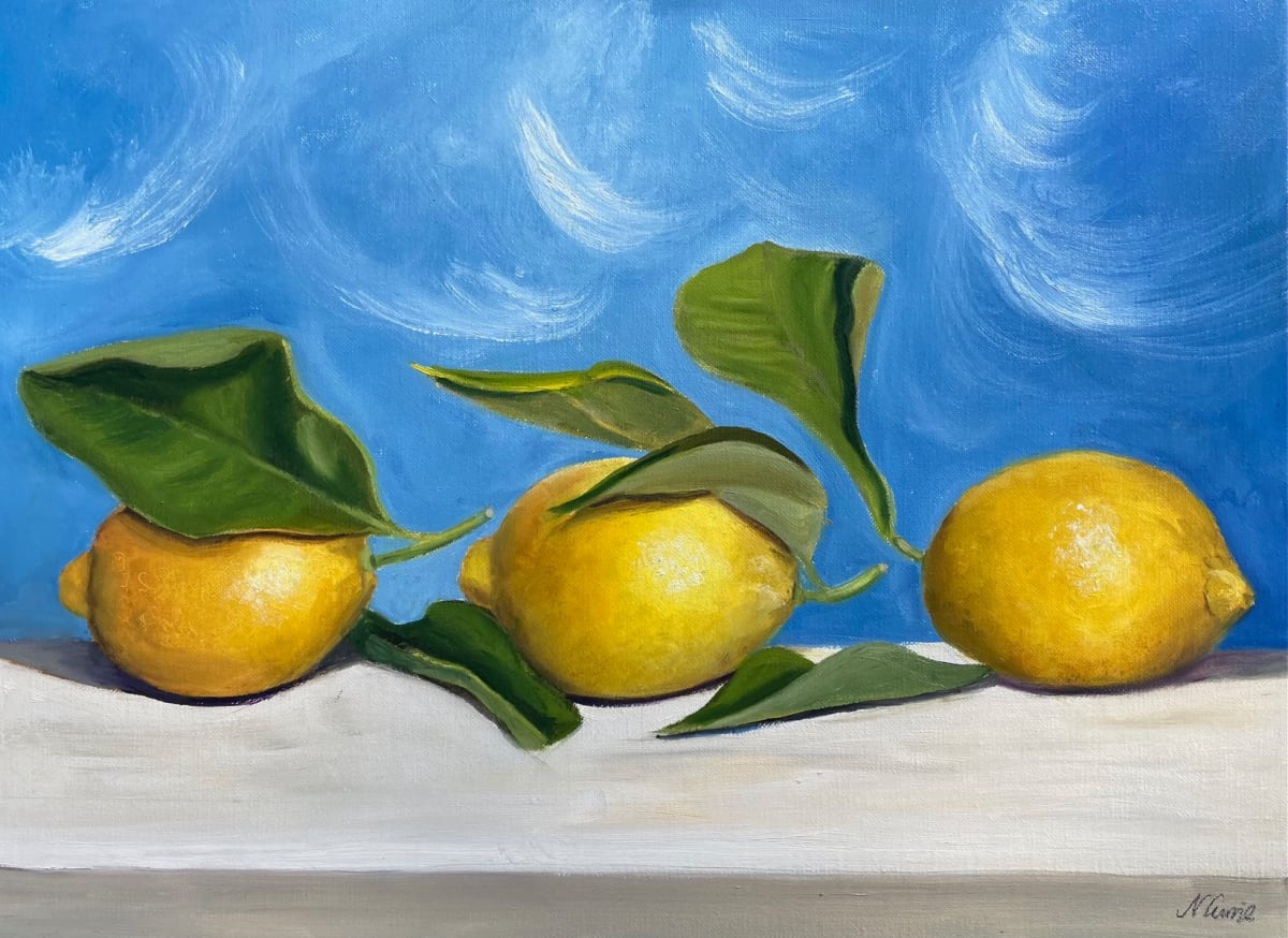 Sorrento Lemons by Nicola Currie  Image: Oil on fine linen stretched canvas