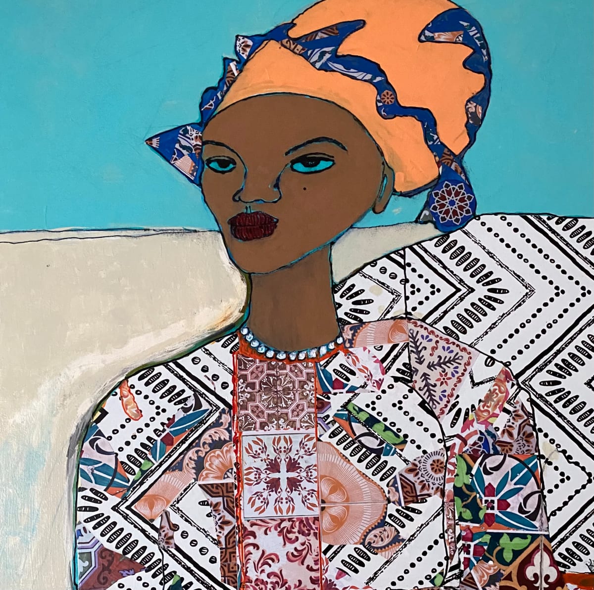 African Woman by Kym Debra Cooper  Image: Acrylic and found materials 