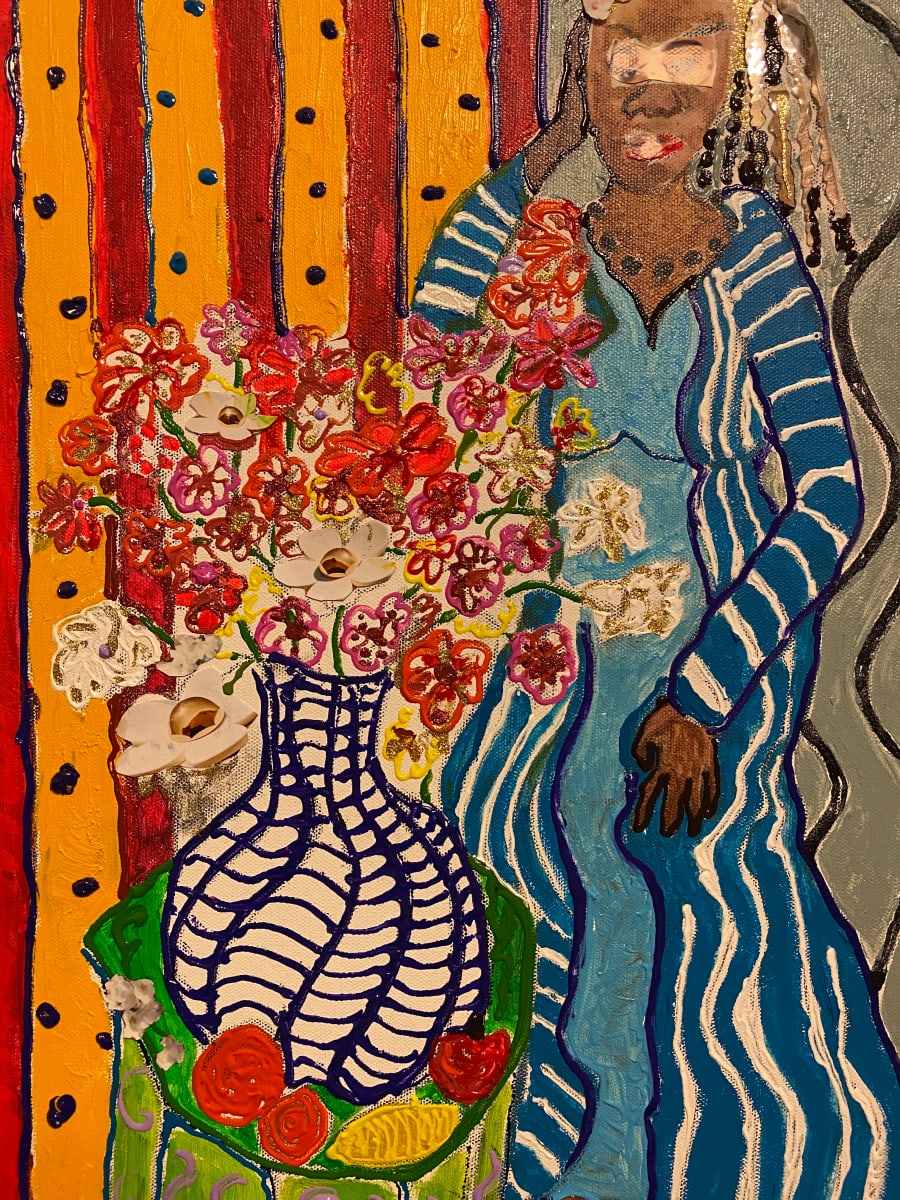 Lady In A Blue Robe by Kym Debra Cooper  Image: Acrylic with found materials 
