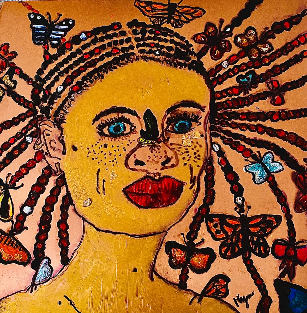 Last, last vibe of Nature by Kym Cooper by Kym Debra Cooper  Image: Acrylic, Marker on Cooper Plate