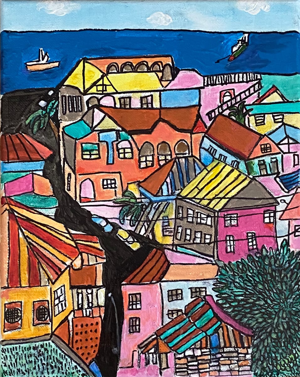 Downtown Grenada, St. George by Kym Cooper by Kym Debra Cooper  Image: Contemporary painting of downtown Grenada