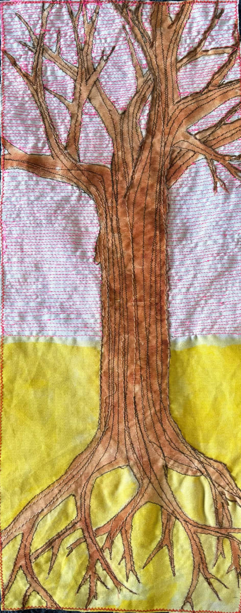 Branch Root by Ianthe Jackson  Image: Branch Root is made with hand painted fabric and embroidery. 