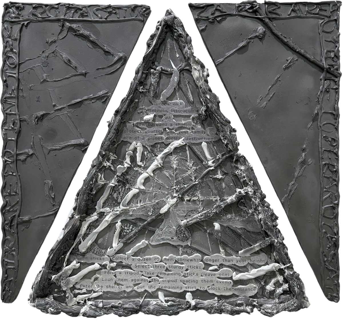 (precarious/melancholic instruction or how to build a shelter to protect yourself and your family in face of a planet radioactive destruction) by Misha Ilin 