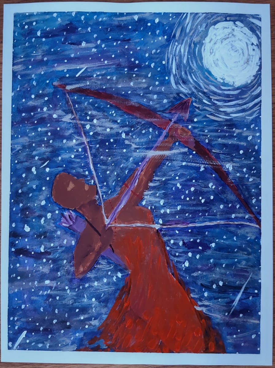 Artemis' Bow by Hillary Brown  Image: Goddess Artemis shooting the moon.