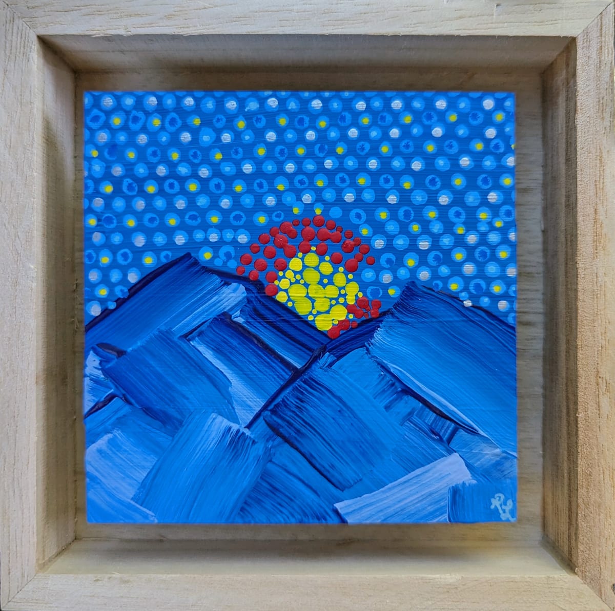 Shadow Box Painting - CO Dots and Patches #2 by Rachael LaMielle 