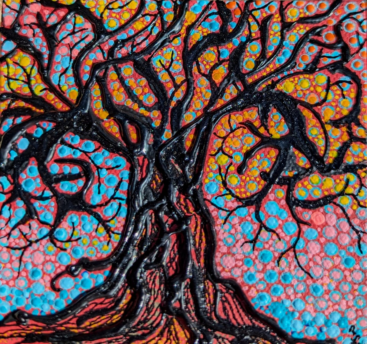 Shadow Box Painting - Tangled Sunset #8 by Rachael LaMielle 